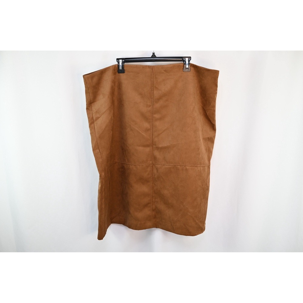 J.CREW Faux Suede Tan Skirt Size 22 Plus Pencil Knee Length Brown CP136 NEW
